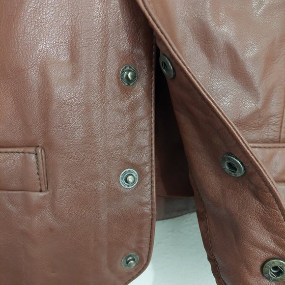 Saguaro West Roper  Western Vest Men's L. Leather Brown  Snap Button, Pockets - Picture 4 of 7